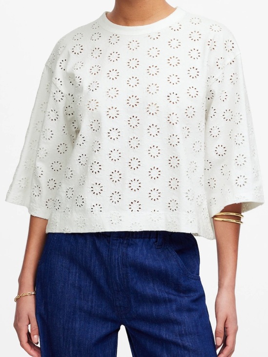 Madewell Tops - Madewell Embroidered Wide-Sleeve Boxy Tee : XXS